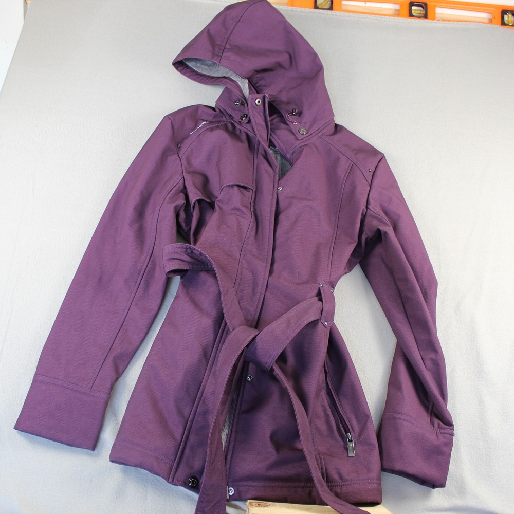 ZeroXposur Softshell Jacket Belted Hooded Size Large Purple Winter Trench Coat